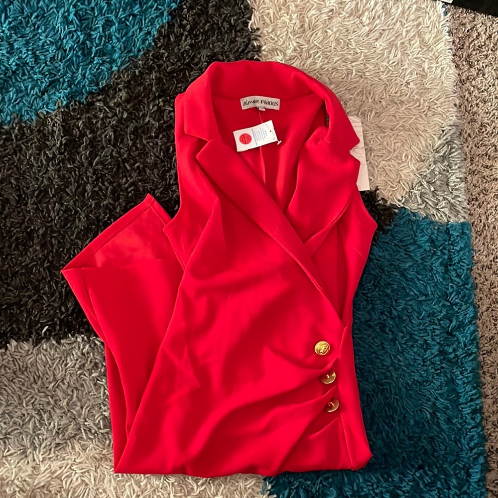 Red button up dress